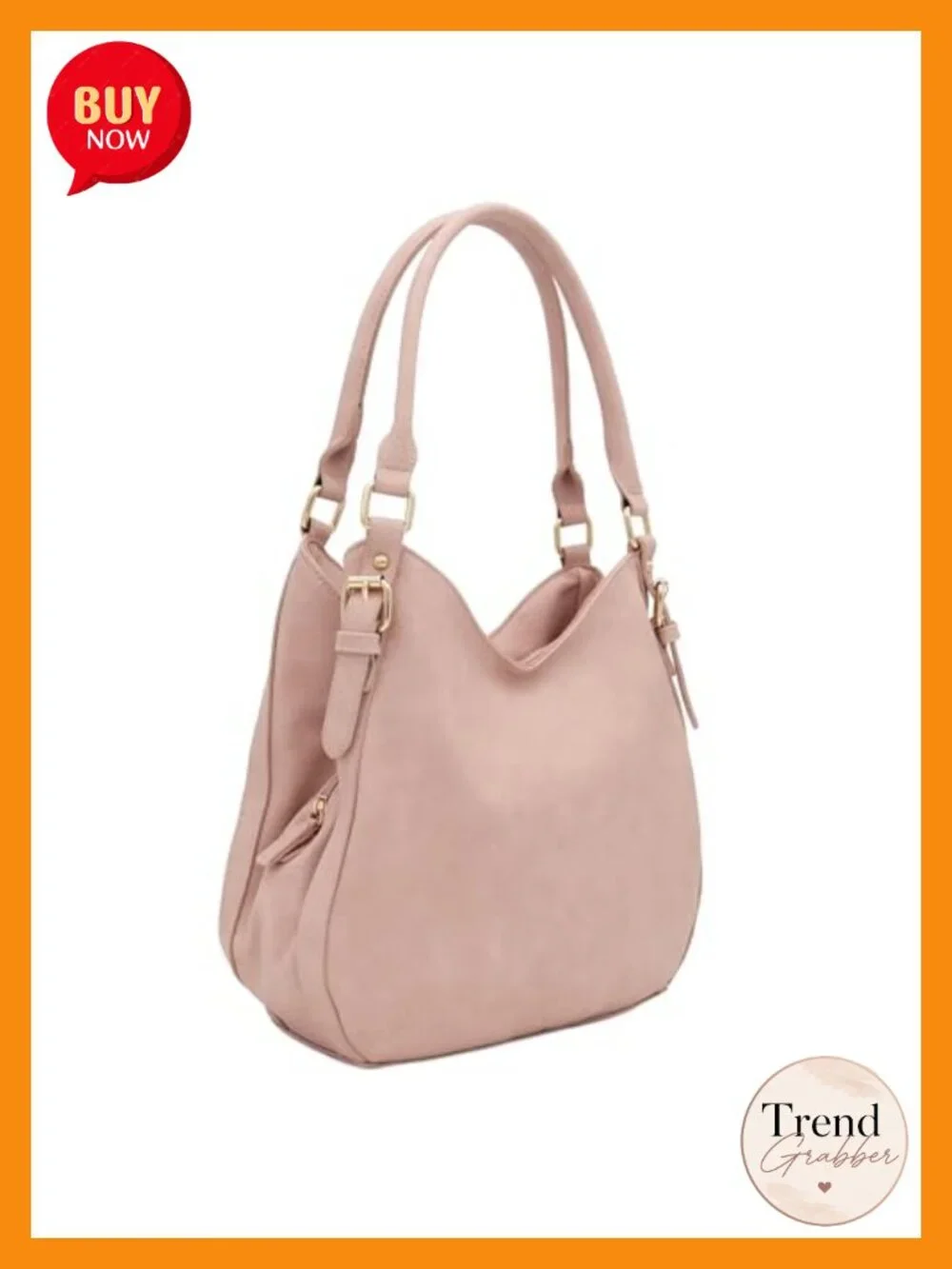 Lightweight Faux Leather Medium Hobo Bag 3 Compartments Gold Hardware